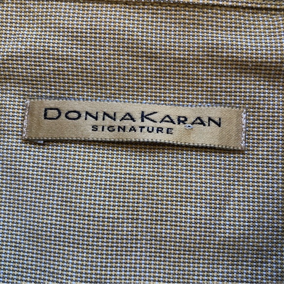 Donna Karan Signature Men’s Size 17.5 34/35 Gold Button-Up Collared Dress Shirt - Picture 3 of 15